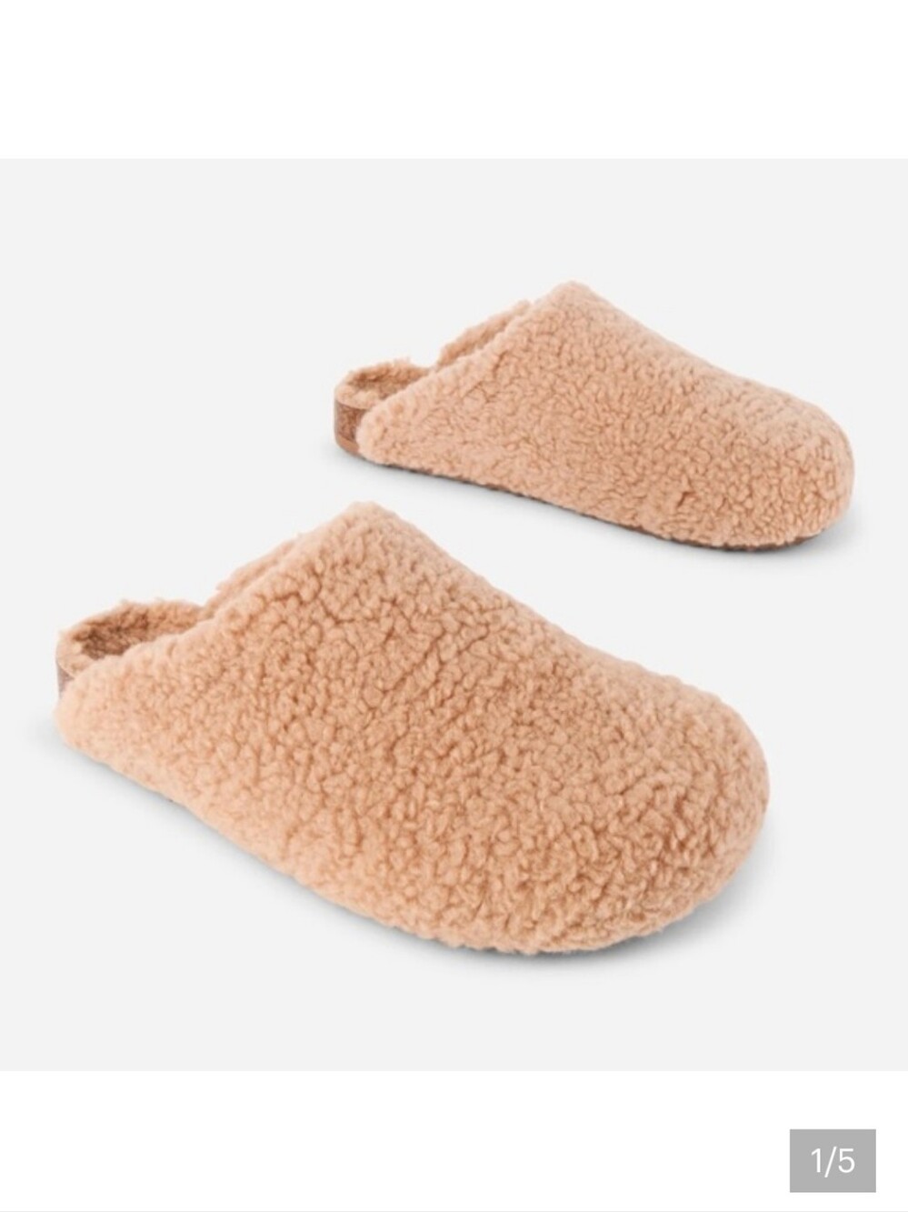 Plush Shearling Clog Slippers - Camel